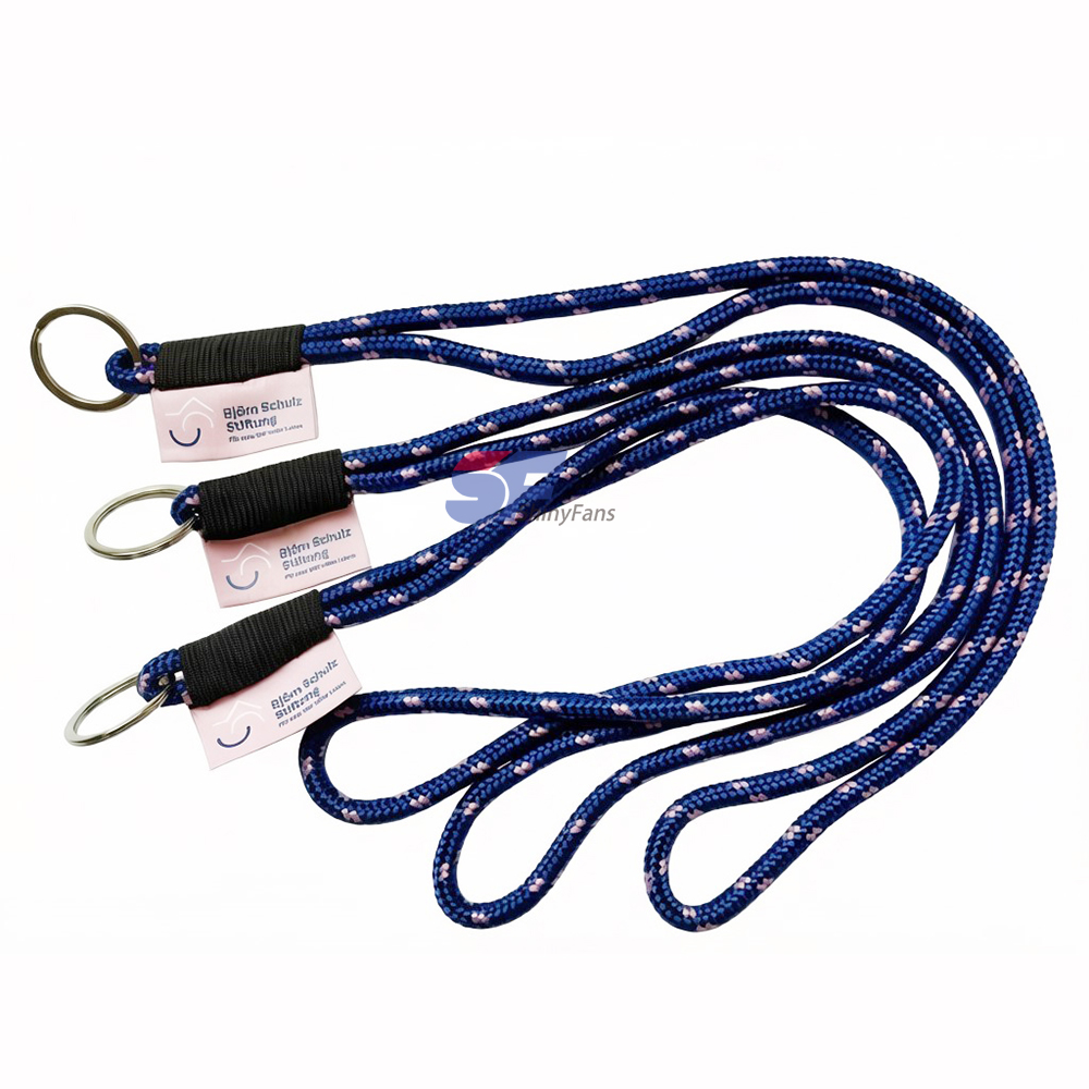 Custom Nylon Braided Lanyard with Metal Ring - ID Badge/Keychain Holder, Durable Promotional Gift